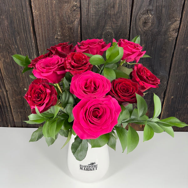 10 Stem Red Rose Vase