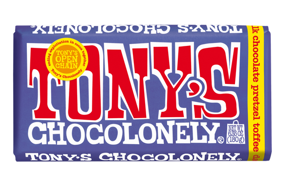 . Tony’s chocolonely pretzel toffee 180g bar