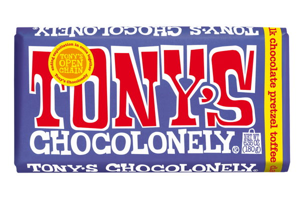 Tony’s chocolonely pretzel toffee 180g bar