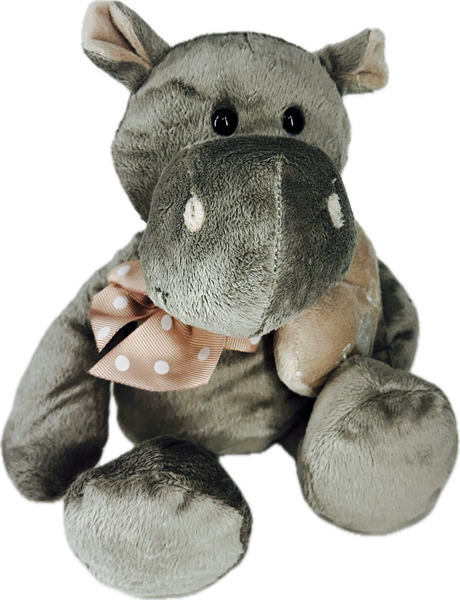 Grey Hippo I Love You Heart Teddy
