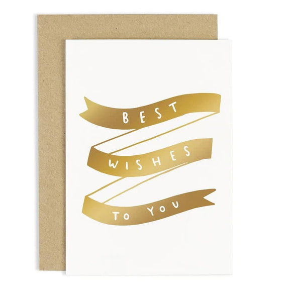 Greeting Card - Best Wishes (Gold Ribbon)